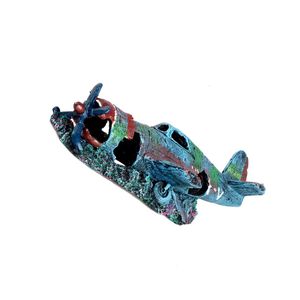 Aquarium-Ornament aus Kunstharz, Schiffswrack, Fisch, Landschaftsbau, Esszimmer, Aquarium, Schlafzimmer, Dekoration, Kunsthandwerk, Geschenke, Zubehör 240226