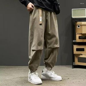 Calças masculinas primavera outono corduroy sweatpants homens baggy corredores moda streetwear solto casual cor sólida harem plus size