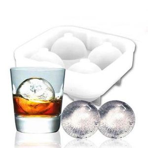 High quality Ice Balls Maker Utensils Gadgets Mold 4 Cell Whiskey Cocktail Premium Round Spheres Bar Kitchen Party Tools Tray Cube2911