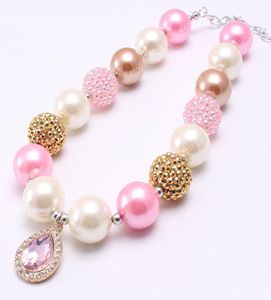 Crystal Drop Pendant Kid Chunky Necklace Fashion Princess Bubblegum Bead Chunky Necklace Children Jewelry For Toddler Girls1284939