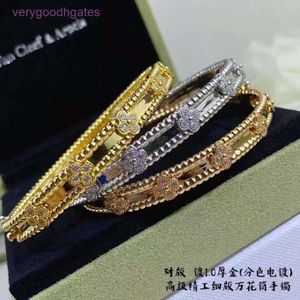 Tasarımcı Van Cl-Ap Yüksek Versiyonu Fanjia Clover Kaleidoskop Bilezik Kadın Dar Edition Diamond V Gold 18k Gül Za6o