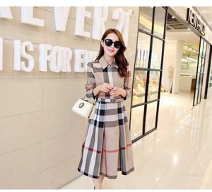 Designer Designer Spring Women Dress Summer Long Sleeve Stand Collar Plaid Party Work Business Shirt Dresses Clothing Designk4R