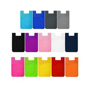 Home Wallet Phone Sticky Wallet Silicone Self Adhesive Card Pocket Covers Colorful Credit Card Holder Wallet Smart Silicone Phone Pouch 3M Sticky