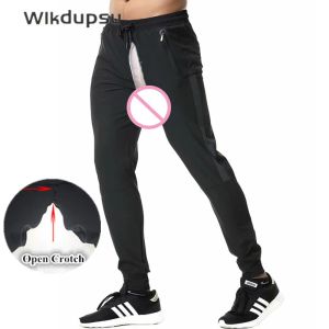 Hosen Jogging Hosen Männer Atmungsaktive Sport Jogginghose Sexy Unsichtbare Doppel Reißverschlüsse Offenen Schritt Hosen Gym Training Workout Hose