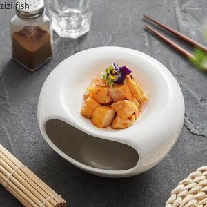 Płytki czyste białe okrągłe brakujące narożniki Ceramiczna Restauracja Restauracja Deser Sushi Molekularna Kuchnia Specjalna zastawa stołowa