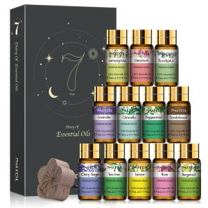 Shavers Phatoil 12pcs Gift Box Pure Natural Essential Oils Set Lavender Lemon Tea Tree Essences Aromatic Oil for Humidifier Diffuser