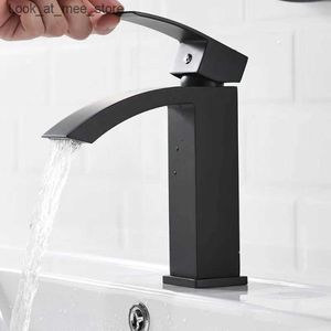 バスルームシンクの蛇口Hotaan Matte Black Basin Faucet Bathrouth Faucet Solid White Brass Cold and foter single Handle Sink Faucet Mixer Q240301