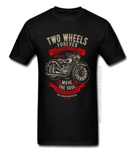 Vintage Motorcycle Community Cycle Black T Shirt Dwa koła na zawsze Motobike Przenieś Soul Rider Tshirts Day Male7009581