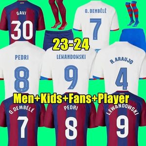 LEWANDOWSKI футбольные майки 23 24 ANSU FATI FC BARCELONAS PEDRI GAVI FERRAN RAPHINHA 2023 2024 F. DE JONG BARCA Camisetas футбольная рубашка мужская детская комплектация комплекты оборудования