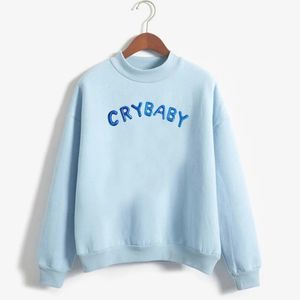 Kadın Sweatshirt Cry Bebek Hoodie Kadınlar Komik Kawaii Pembe Uzun Kollu Külükler Sıcak Katlar Harajuku Street Giyim 240219