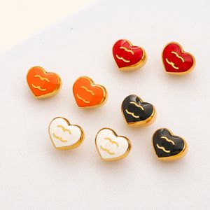 20Style 18K Gold Plated Luxury Brand Designers Chicken Heart Letters Stud Clip 925 Silver Women Earrings Wedding Accessories Gifts