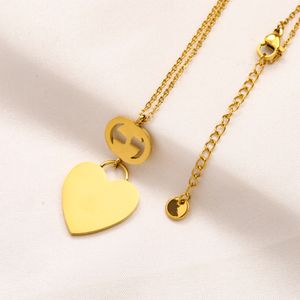 Classic designer women Heart pendant necklace cute style stainless steel gold silver chain earrings jewelry sets letter logo stamps girl gift Fashion Gifts