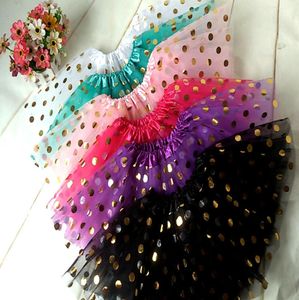 2016 Ny tutu kjol för baby flickor guld polka prick kjol balett tutu pettiskirt barn födelsedag tutu8154338