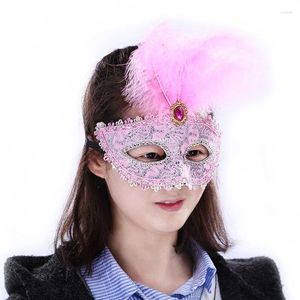 Party Supplies Princess Girls Lace Feather Mask Carnival Christmas Ball Costume Masquerade Gifts Children Birthday Wedding Cosplay Props