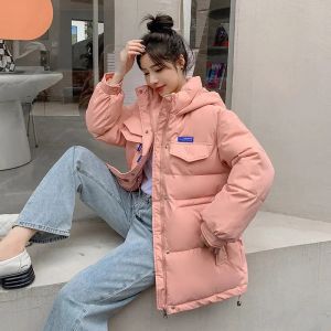Parkas 2022 New Winter Loose Down Cotton Jackets Female Overcoat Korean Hooded Padded Coat Women's Style Outwear Thickened Ladies Tops