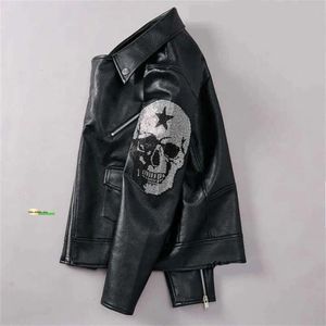 211118 Plein Philipps PP DI PP Skull Head Autumn Winter Fashion Leather Jacket Men Casual Hip-Hop Punk Man Leather Coat Giacca Pelle 879