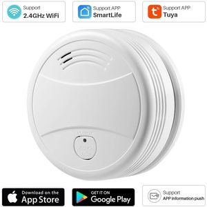 Oberoende rökdetektor Sensor Fire Alarm Home Security System Brandmän Tuya WiFi Smoke Alarm Fire Protection Y240219