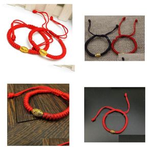 Charm Bracelets Red Rope Knot Couple Bracelet For Woman Hand Knitting Blessed Lucky Drop Delivery Jewelry Dh2Nk