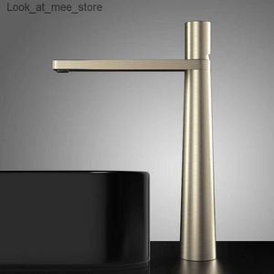 Bathroom Sink Faucets Bathroom basin faucet brushed with gold solid brass faucet sink mixer faucet cold and hot single rod basin faucet free delivery Q240301