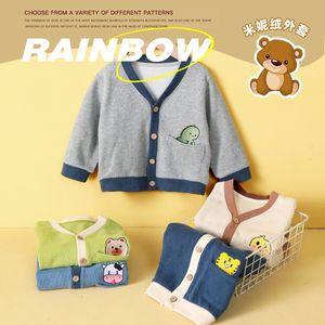 Crianças meninos suéteres bobo outono inverno bebê meninas suéter bonito impressão malha cardigan crianças quentes algodão outwear roupas 211104