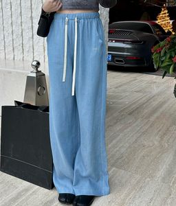 Rhinestone dżinsy Designer Projektant Letter Tencel Pants Streetwear Ręcznie robione spodnie Kryształki Proste kobiety stylowe dżinsowe spodnie szerokie nogi 24ss