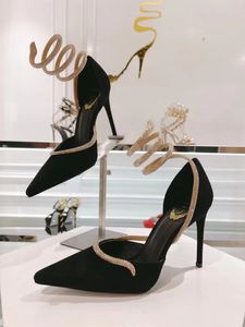 Роскошные брендовые женские туфли-лодочки, модельные туфли Margot, замшевые бархатные черные туфли на высоком каблуке с ремешками и кристаллами, элегантные элегантные свадебные туфли