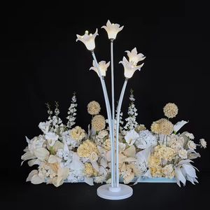 many -Head Metal Gold Candlestick AC Powered LED Light Source for Wedding Sta Decoration Table Centerpiece Walkway Pillar