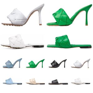 2024 Tasarımcı Luxurys Elbise Ayakkabı Lido Sandalet Terlik Dokuma Düz Mules Düz Intrecciato Nappa Meydanı Sules Bayanlar Düğün 7cm Yüksek Topuklu Pompalar İnce Pompalar Sandal Slaytlar Ayakkabı