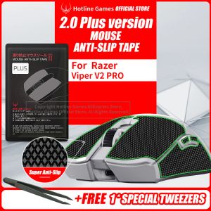Möss 1 Pack Hotline Games 2.0 Plus Mouse Grip Tape för Razer Viper V2 Pro Gaming Mouse Antislip Tape, Pre Cut, lätt att applicera 0,68 mm