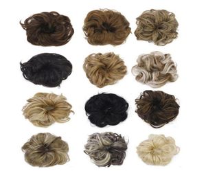 Oubeca Synthetic Flexible Hair Buns Topknot Curly Scrunchy Chignon Elastic Ressy Wavy Scrunchiesラップ5883874のポニーテールエクステンション用