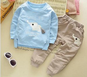 Set di abbigliamento per neonati 2018 autunno primavera bambini ragazze ragazzi cartone animato Elefante tuta sportiva bambini felpapantaloni tuta set4082015