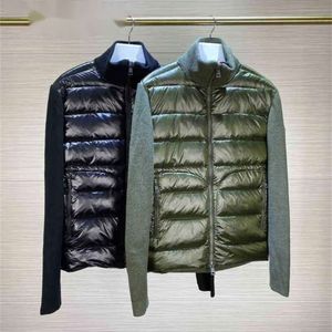 Mens Parkas Monclair jaqueta 2024 inverno homens moda jaquetas de lã de malha e 90 pato branco para baixo estofamento retalhos zíper até cardigan homem casacos de outono 299