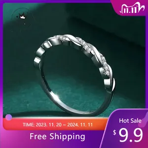 Anéis de casamento DRlove fantasia feminino torção design pavimentado zircônia cúbica cristal temperamento feminino dedo banda jóias na moda