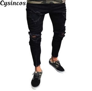 Men039s Pants Cysincos Men Cool Designer Brand Black Jeans Skinny Repipted Destroled Stretnim Slim Fit Hop Male Jens9852763