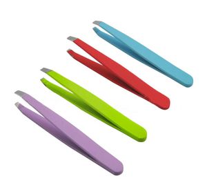 Whole New Selling 24Pcs Colorful Stainless Steel Slanted Tip Beauty Eyebrow Tweezers Hair Removal Tools3663215