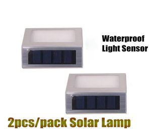 2PCS Lot LED Solar Light Stairway Lamp 2Leds waterproof Outdoor Garden Landscape Lawn Lamp Solar Wall Lamp Security lights8692196