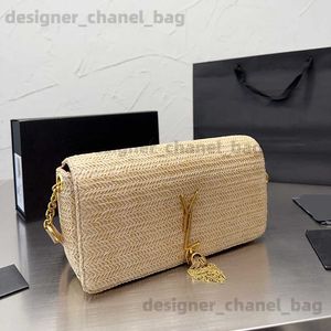 Shoulder Bags New Summer Cool Luxury Fashion Bamboo Beach Woven Wallet Party Brand Gift Graduated Womens Mens Wallet T240301