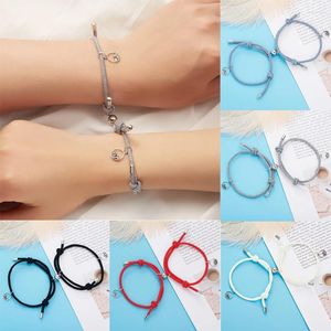 Charm Bracelets 2Pcs/Set Personality Magnet Attract Each Other Friendship Couple Bracelet Handmade Adjustable Rope Chain For Women Men