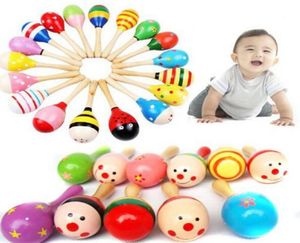 Barnleksaker trä skraller trä maraca baby shaker pedagogiska barn party musikalverktyg rattle boll multicolor tecknad hammare 6396848