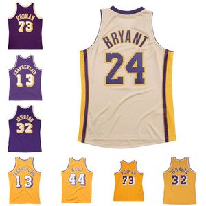 Basketball Jerseys Bryant #8 Johnson #32 Dennis Rodman #73 Jerry West #44 Wilt Chamberlain #13 mesh Hardwoods Classics retro jersey Men Women Youth S-XXL