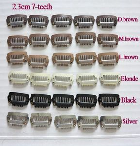 100pcs Saç Uzatma Snap Dokuma Peruk Toupee Klip Siyah Kahverengi Sarışın Renk 23 MM 6 Diş1269317