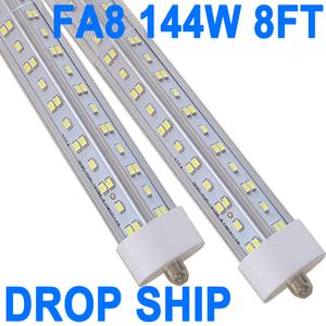 8フィートLED電球、144W 18000LM 6500K（25パック）、8フィートLED電球、T8 T12 LED交換ライト、FA8シングルピンクリアカバー、F96T12蛍光灯キャビネットクレスチェ