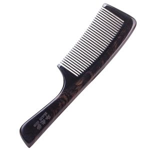 Siyah sandal ağacı geniş diş tarağı kıvırcık saç fırçası anti -statik bozulma kafa derisi erkekler için ahşap tarak masaj yapmak kadınlar için 240229