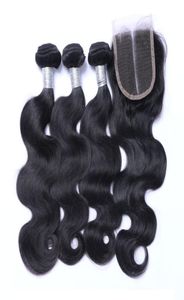 8A Бразильские девственные человеческие волосы плетут 3 пучка с кружевной застежкой Малайзийские индийские камбоджийские перуанские объемные волосы и застежки 7653077