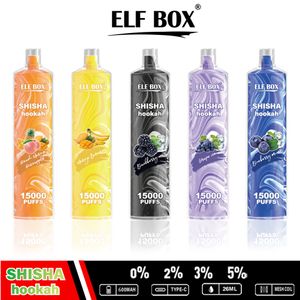 Elf Box 15000 Puffs Einweg -Vapes e Zigaretten 600mAh wiederaufladbare Batterie 25ml vorgefüllter Pod 12 Geschmack