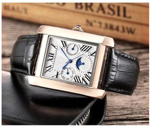 2024 Mens Mulheres Square Quartz Watch Fashion Lovers Tanque de Prata Relógios de Pulso para Mens Ladies Valentine Presente Dropshipping Luxo Couro Business Relógio Homens Relógios