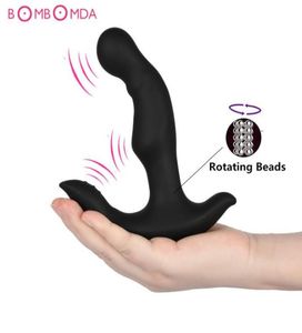 Massaggio prostatico rotante Intimi giocattoli del sesso anale per gli uomini Gay G Spot Massaggiatore della prostata Doppio motore vibratore anale Butt Plug Y18923111111