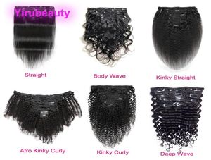 Malezyjskie ludzkie włosy Afro Kinky Kurly Kinky Prosty Clip in Hair Extensons Natural Kolor Ins Whole 120G Curly Clip we włosach P5333036