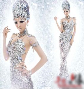Silver Sequin Mermaid Cosplay Costumes Halloween Party Costume Sexy Fashion Theme Costumes 2015 New Style Cheap2640761