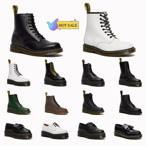 2024 Платформа Martin Boot Ankle High doc Женские дизайнерские ботинки Классические 8 глаз OG 1460 Jadon Гладкая кожа Наппа женщина dr AirWair Ботинки с желтой строчкой Мокасины Туфли